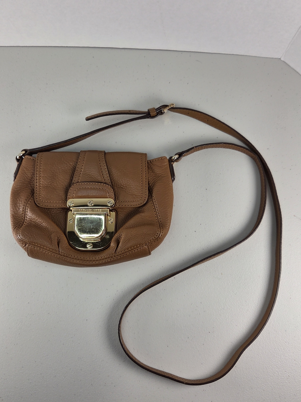 Michael Kors Tan Pebbled Leather Crossbody with Gold Hardware